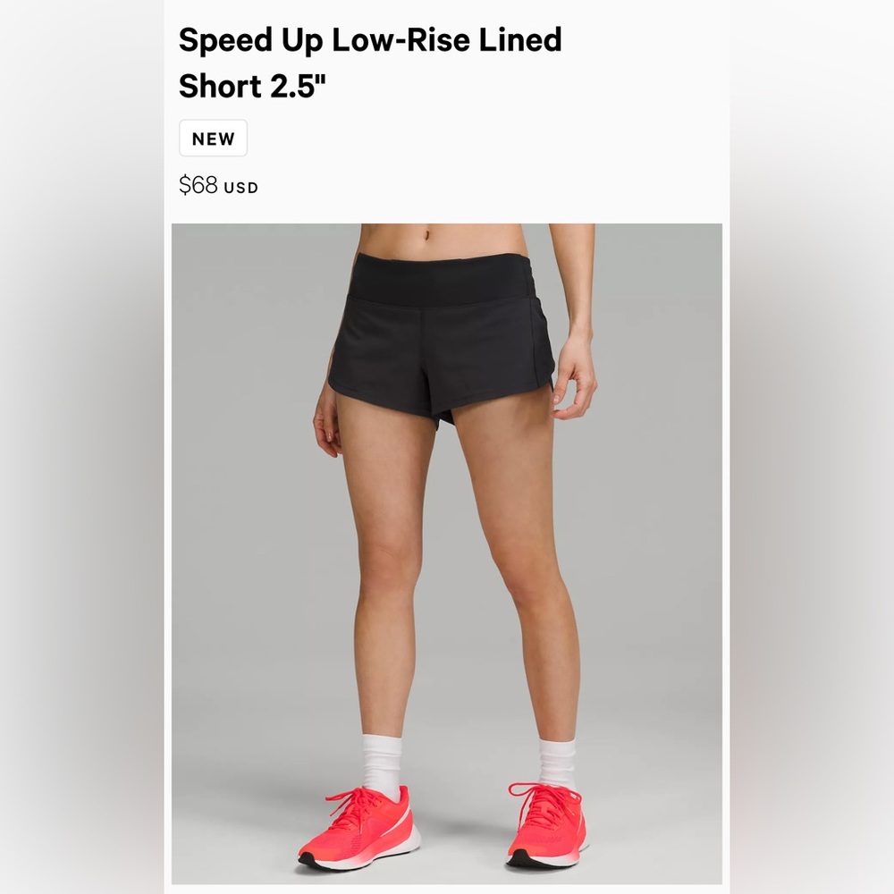 Lululemon speed up low rise short 2.5”